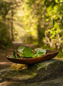 Kawakawa Leaf in a wooden plate